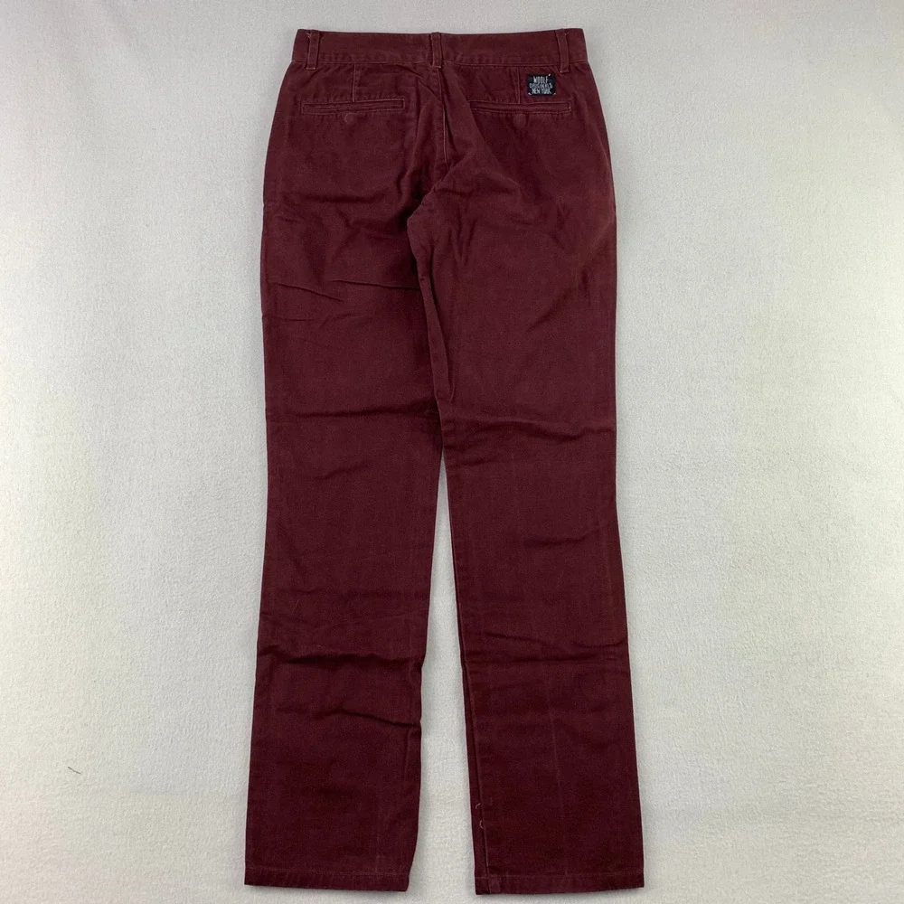 Woolf Originals NY Chinos Mens 28 Burgundy Slim Fit Cotton Twill Trousers WON